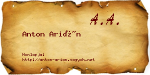 Anton Arián névjegykártya